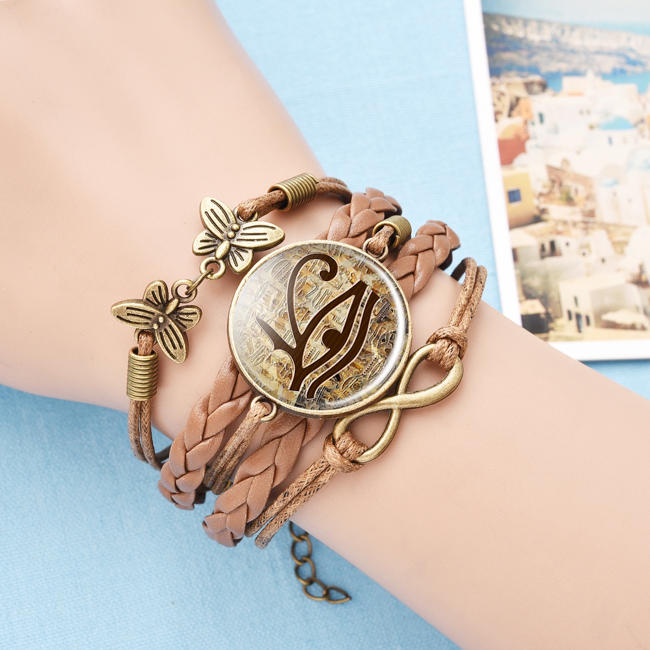 Vintage Relief Hollow Butterfly Woven Bracelet, Egyptian Design